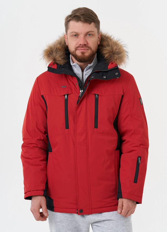 фото Яркая куртка с капюшоном из меха енота модель № 28277