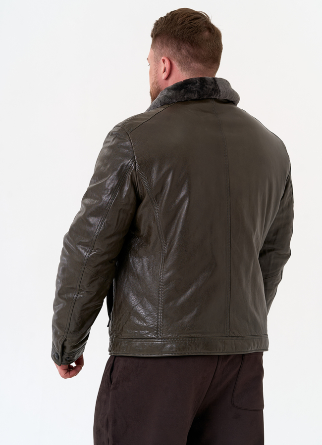 Куртка из натуральной кожи с отделкой из овчины модель № 28948 универмаг малина