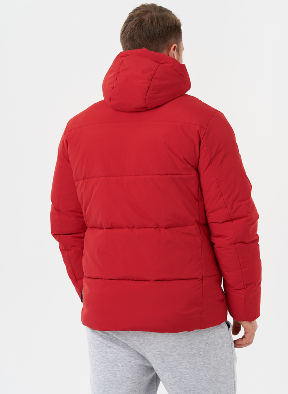 Яркий пуховик с капюшоном