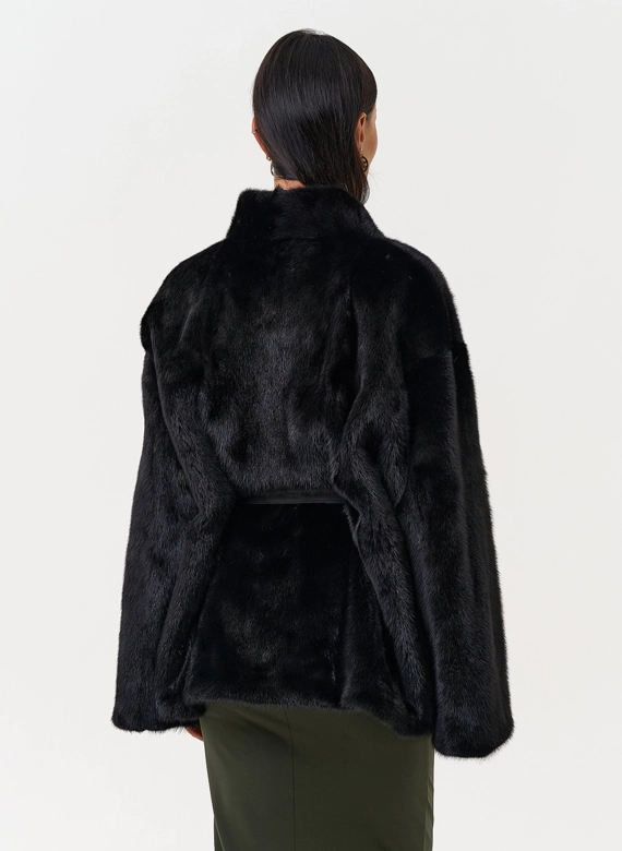 Норковый жакет черного цвета