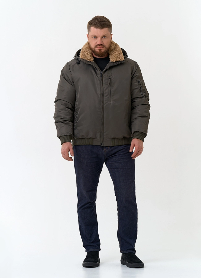 Мужская куртка бомбер с капюшоном модель № 34063 в кредит фото
