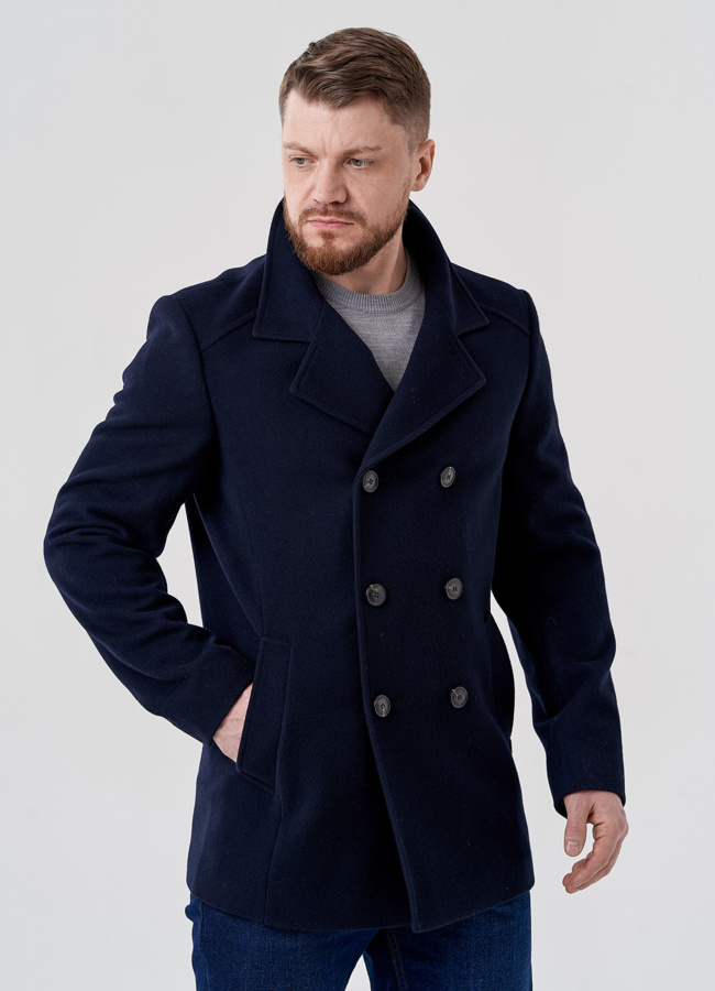 Мужское пальто  модель № 24347 меха малина