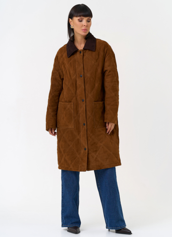 Женский пуховик из натуральной замши 