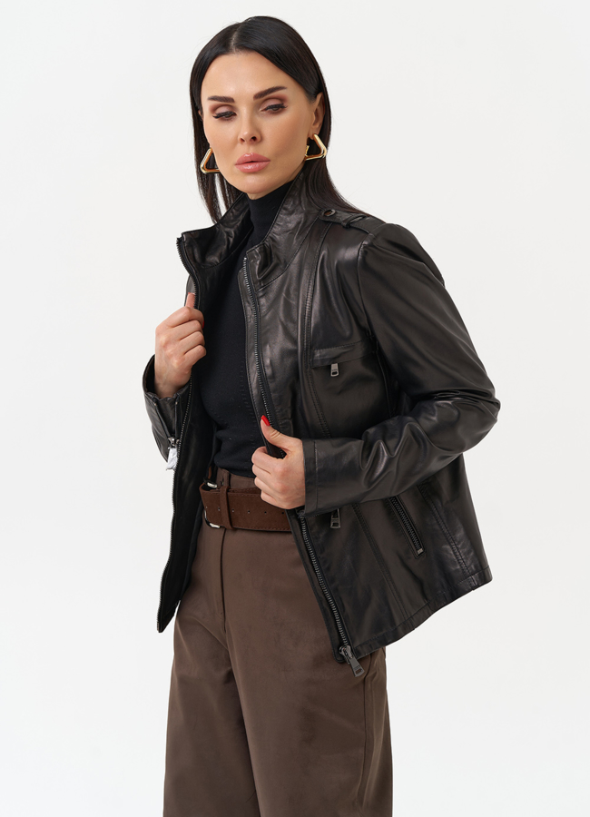 Женская кожаная куртка модель № 20500 универмаг малина