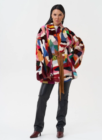 Яркая шуба из меха норки фото