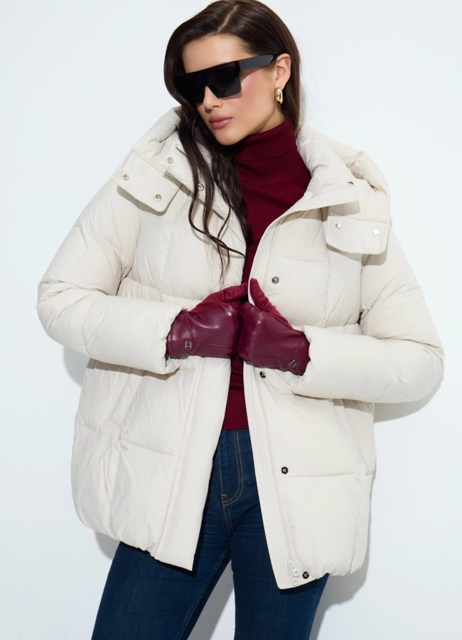 Женский пуховик с капюшоном модель № 33751 универмаг малина фото