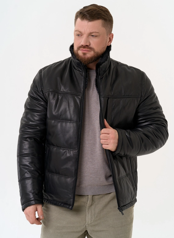 Куртка из натуральной кожи черного цвета