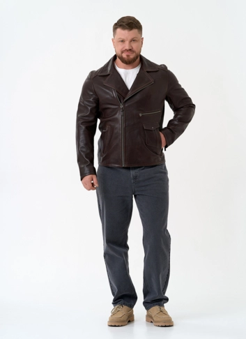 Мужская куртка косуха из натуральной кожи фото