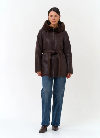 Женская дубленка из эко замши