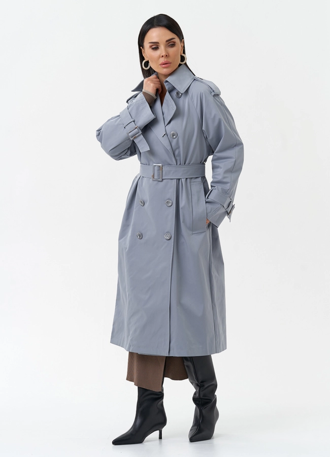 Женский плащ с английским воротником модель № 30267 меха малина