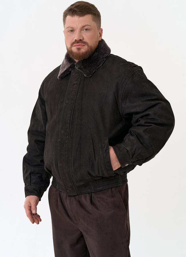 Куртка пилот из натуральной кожи с отделкой из овчины модель № 31659 универмаг малина