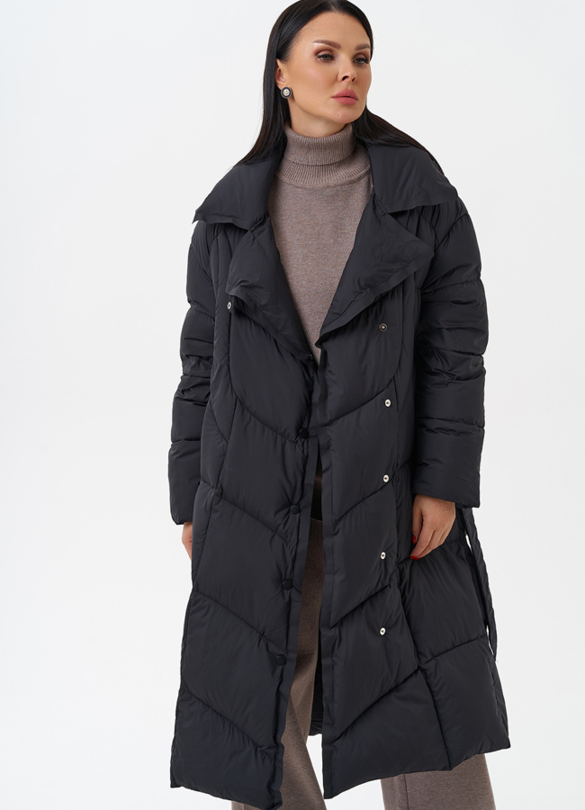 Женский пуховик с капюшоном  модель № 28962 универмаг малина