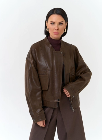 Женская куртка бомбер из натуральной кожи